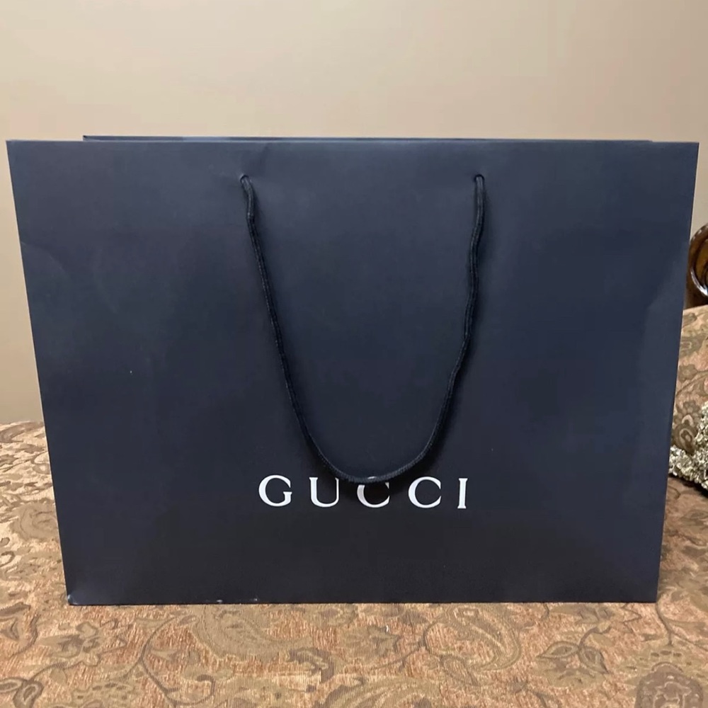 Gucci Empty Paper Black Shopping Bag Rope Handles New Authentic 19”x 14”x 6.5”